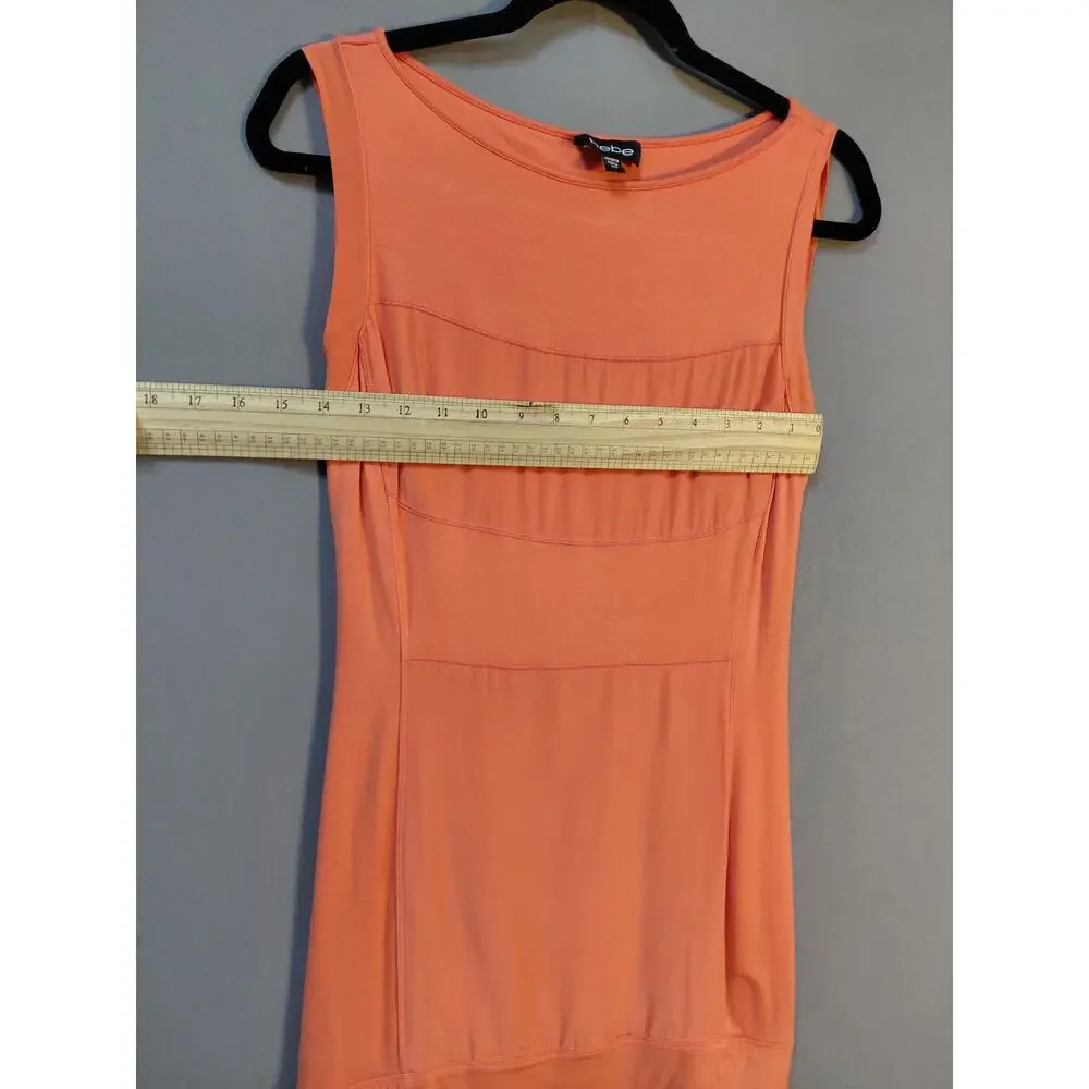 bebe Viscose Blend Orange Bodycon Short Dress Women Size XS
